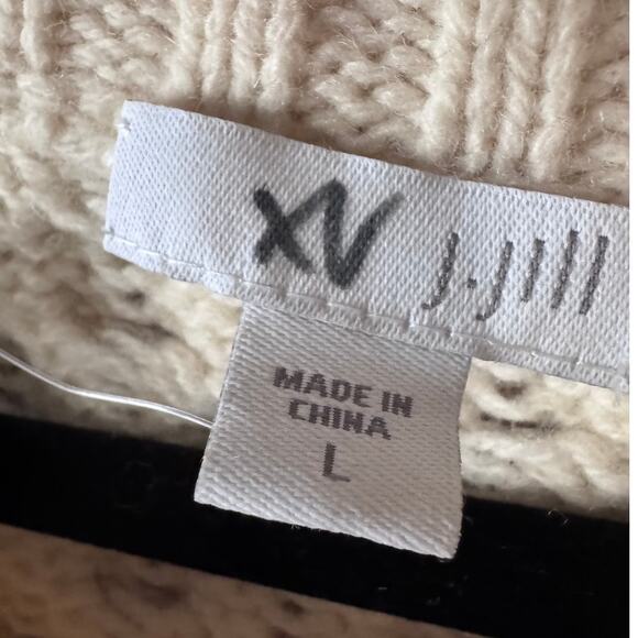 j.Jill wool blend Cream classic fisherman oversized Scandi core Coastal vibe - Picture 2 of 5